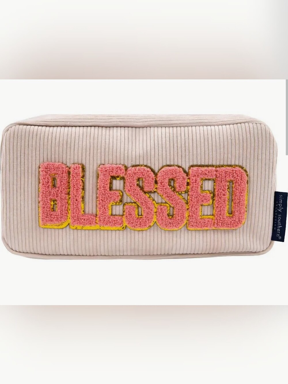 Simply Southern Pink Corduroy 'BLESSED' Make-up Bag